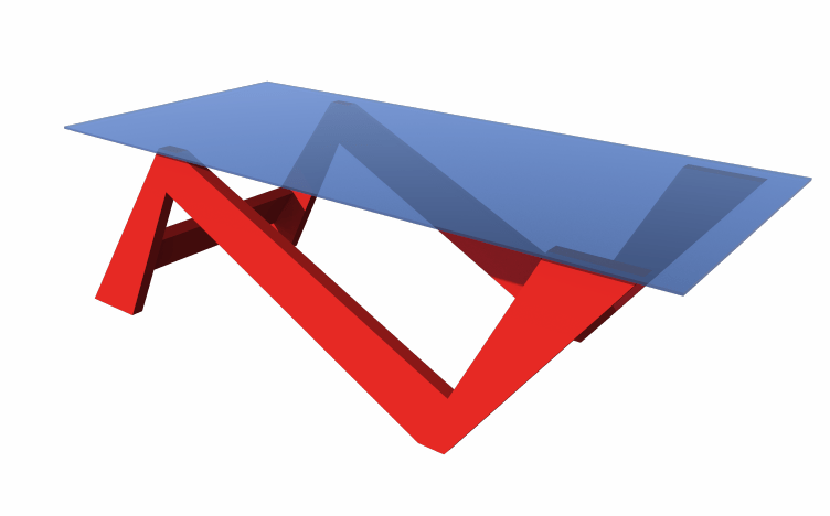 Zig Zag Coffee Table With Blue Glass Top - Zig Zag Coffee Table With Blue Glass Top (752x468)