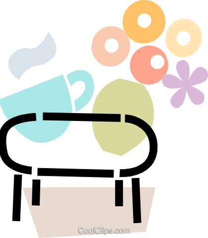 Coffee Table With Flowers And Coffee Royalty Free Vector - Coffee Table With Flowers And Coffee Royalty Free Vector (419x480)