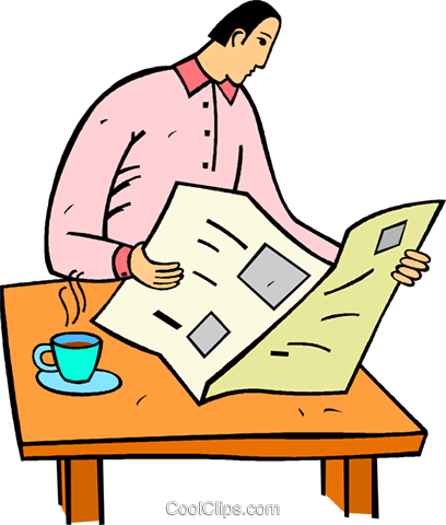 Man Reading The Newspaper Royalty Free Vector Clip - Man Reading The Newspaper Royalty Free Vector Clip (408x480)