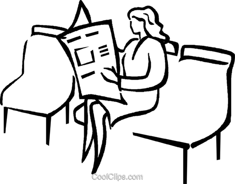 Businesswoman Reading The Newspaper Royalty Free Vector - Businesswoman Reading The Newspaper Royalty Free Vector (480x377)