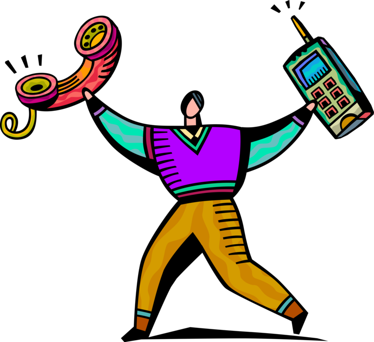 Vector Illustration Of Businessman With Mobile Cell - Vector Illustration Of Businessman With Mobile Cell (766x700)