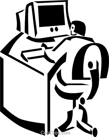 Businesswoman Working At A Computer Royalty Free Vector - Businesswoman Working At A Computer Royalty Free Vector (383x480)