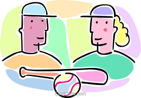 Boys And Girls With A Baseball Bat Royalty Free Vector - Boys And Girls With A Baseball Bat Royalty Free Vector (480x335)