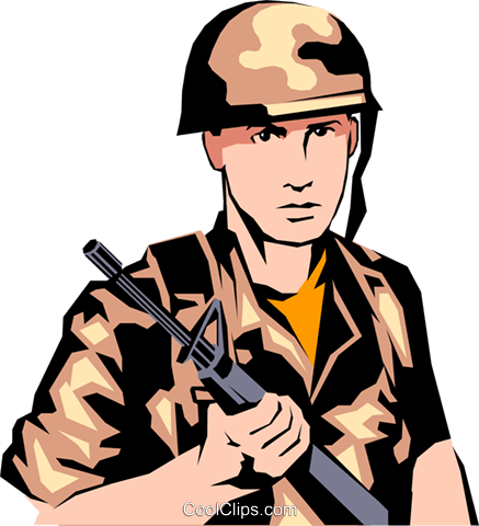 Military Man Royalty Free Vector Clip Art Illustration - Military Man Royalty Free Vector Clip Art Illustration (437x480)