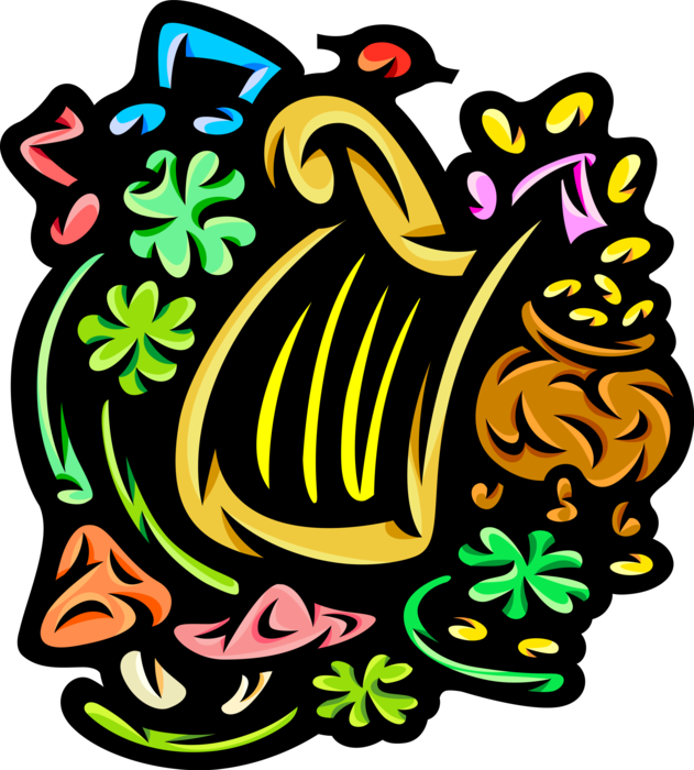 Vector Illustration Of St Patrick's Day Celtic Harp - Vector Illustration Of St Patrick's Day Celtic Harp (631x700)