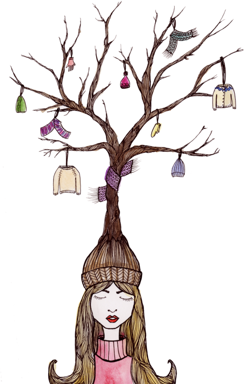 Chase The Chill Knitting Giving Tree 2016 Watercolor, - Chase The Chill Knitting Giving Tree 2016 Watercolor, (500x794)