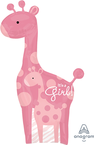 Safari Baby Girl Giraffe Balloon - Safari Baby Girl Giraffe Balloon (600x600)