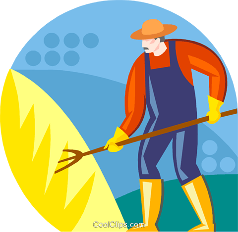 Agricultor Pitching Feno Livre De Direitos Vetores - Agricultor Pitching Feno Livre De Direitos Vetores (480x469)