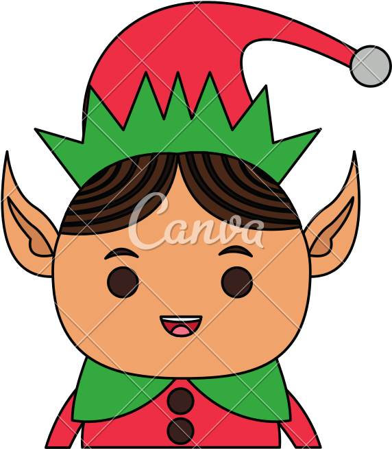 Color Image Cartoon Half Body Christmas Elf With Long - Color Image Cartoon Half Body Christmas Elf With Long (800x800)