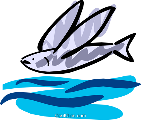 Flying Fish Royalty Free Vector Clip Art Illustration - Flying Fish Royalty Free Vector Clip Art Illustration (480x410)