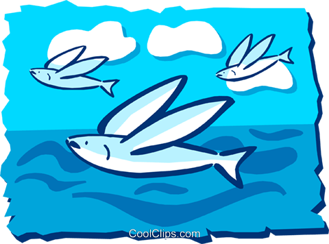 Flying Fish Royalty Free Vector Clip Art Illustration - Flying Fish Royalty Free Vector Clip Art Illustration (480x356)