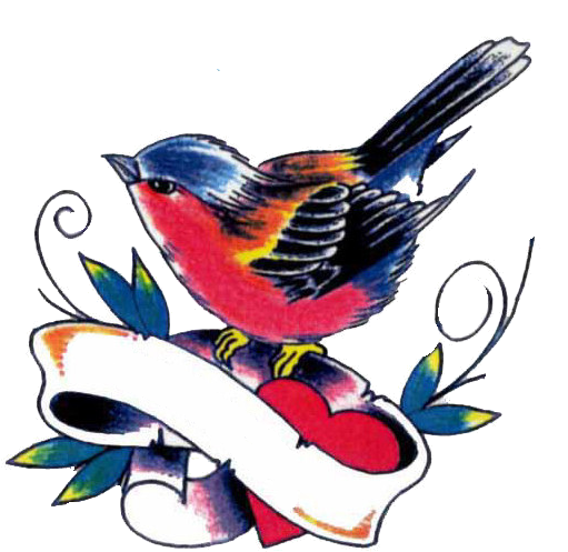 Bird Scroll Heart By D And D Tattoodesign - Bird Scroll Heart By D And D Tattoodesign (513x506)