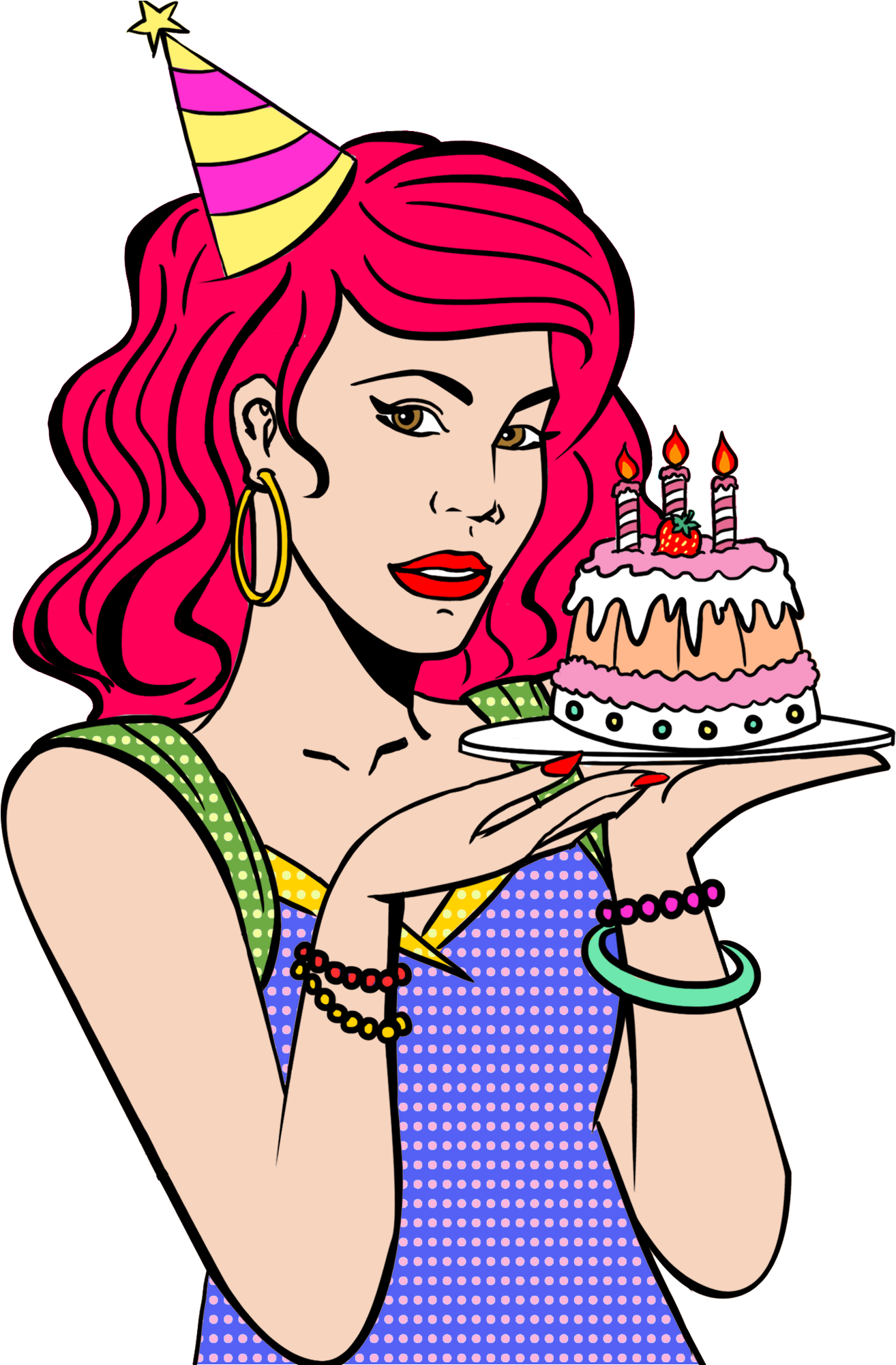 Pop Retro Hand Drawn Girl Png And Psd - Pop Retro Hand Drawn Girl Png And Psd (2000x2000)