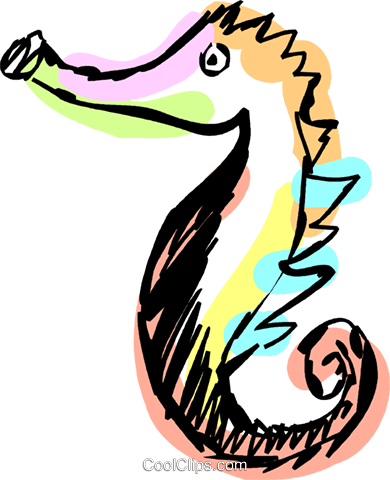 Sea Horse Royalty Free Vector Clip Art Illustration - Sea Horse Royalty Free Vector Clip Art Illustration (390x480)