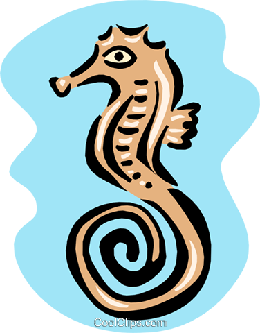 Seahorse Royalty Free Vector Clip Art Illustration - Seahorse Royalty Free Vector Clip Art Illustration (376x480)