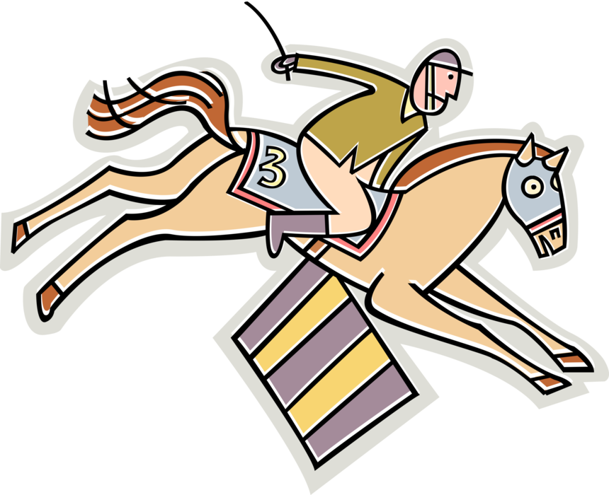 Vector Illustration Of Equestrian Horse And Jockey - Vector Illustration Of Equestrian Horse And Jockey (860x700)