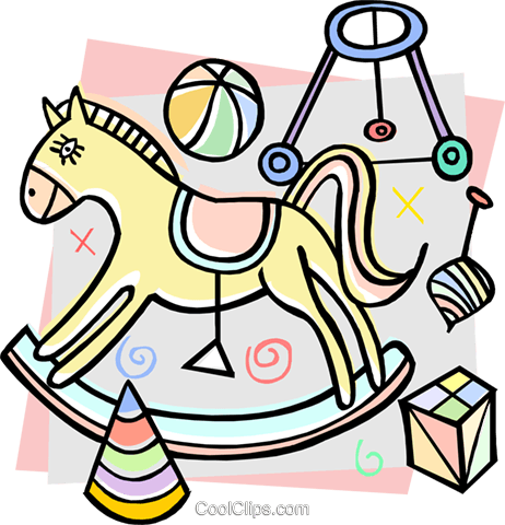 Child's Rocking Horse With Play Toys Royalty Free Vector - Child's Rocking Horse With Play Toys Royalty Free Vector (462x480)