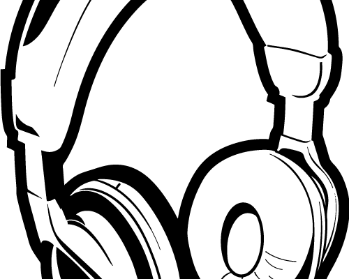 Computer Headphone Clipart Black And White - Computer Headphone Clipart Black And White (500x400)