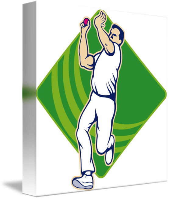 Cricket Bowler Bowling Ball Front By Aloysius Patrimonio - Cricket Bowler Bowling Ball Front By Aloysius Patrimonio (555x650)