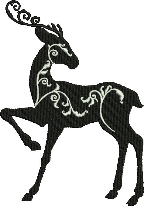Filigree Reindeer Christmas Silhouette - Filigree Reindeer Christmas Silhouette (474x680)