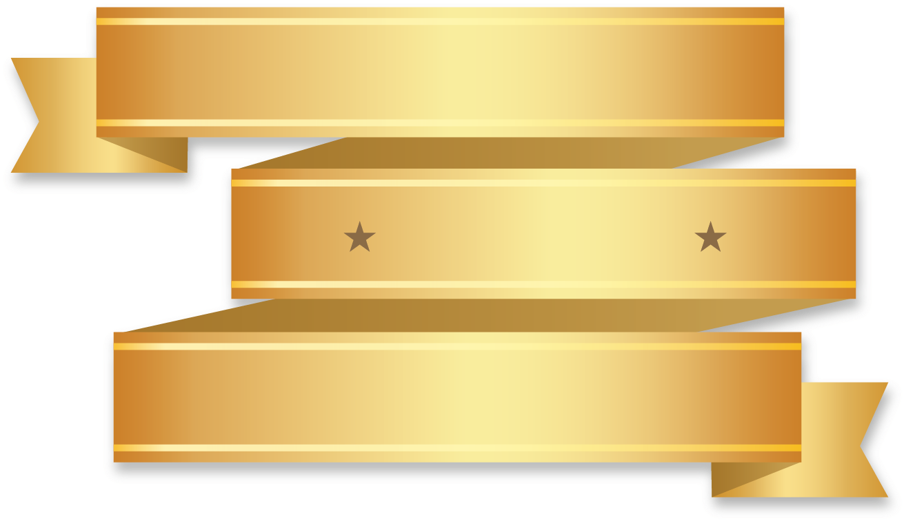 Golden Ribbon Banner Three Half With Fold Wedge End - Golden Ribbon Banner Three Half With Fold Wedge End (1323x762)