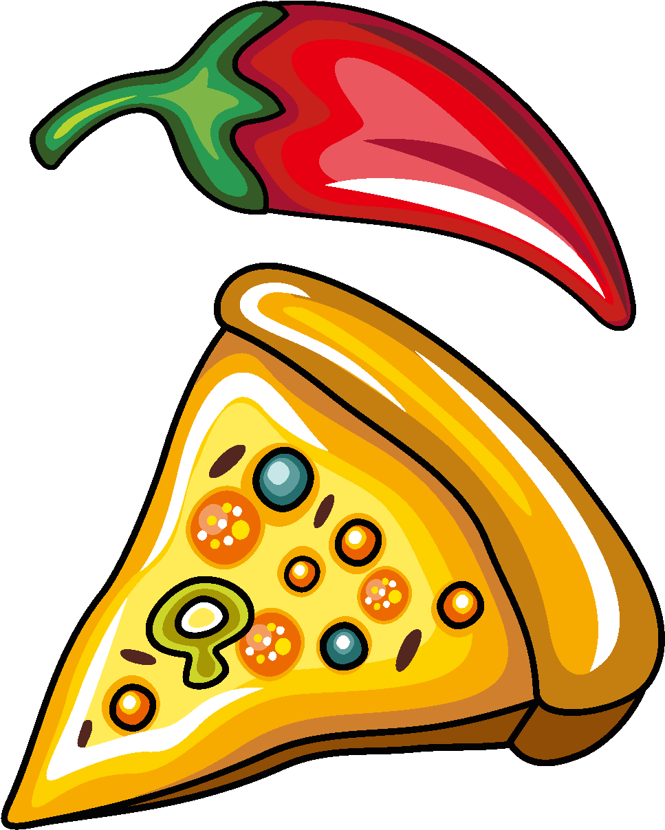 Vector Hand Drawn Delicious Fast Food Pizza - Vector Hand Drawn Delicious Fast Food Pizza (1772x1378)