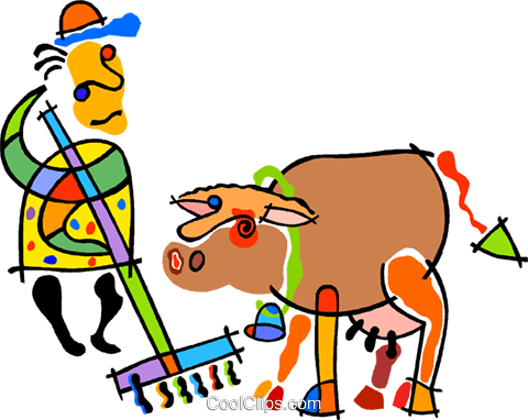 Farmer, Cow Royalty Free Vector Clip Art Illustration - Farmer, Cow Royalty Free Vector Clip Art Illustration (480x382)