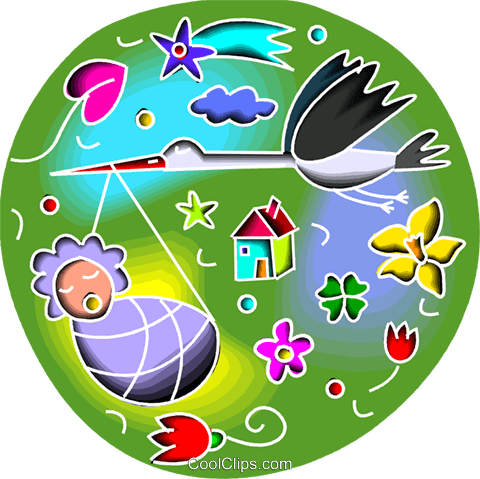 Stork Delivering Baby Royalty Free Vector Clip Art - Stork Delivering Baby Royalty Free Vector Clip Art (480x479)