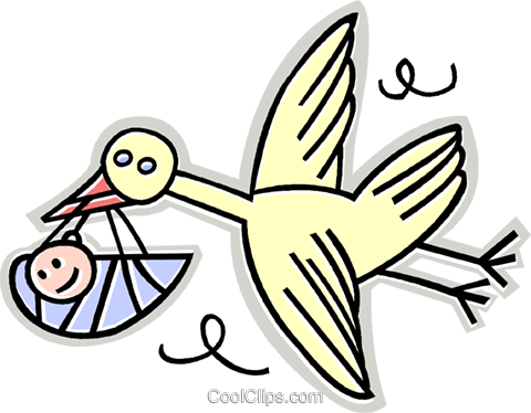 Stork With A Baby Royalty Free Vector Clip Art Illustration - New Born Png (480x374)