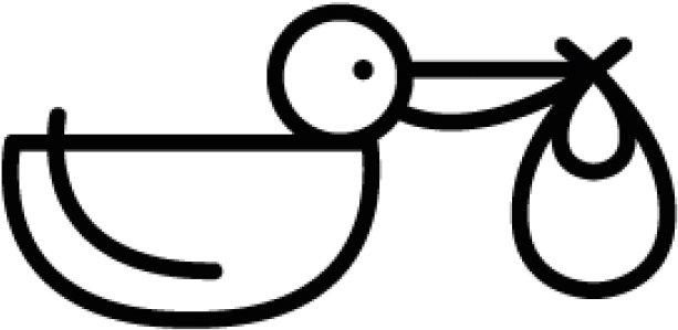 Stork Clipart Baby Silhouette - Line Art (640x480)