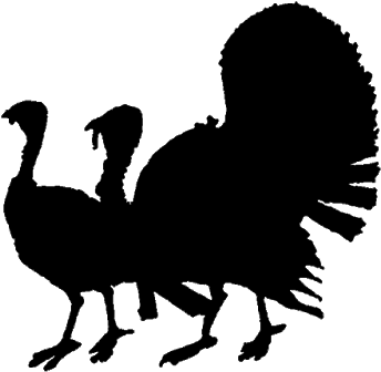 Turkey Dinner Black And White Clipart - Transparent Turkey Silhouette Png (400x365)