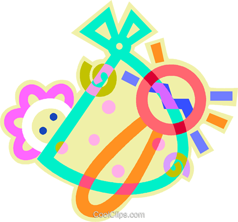 Baby With Rattle Royalty Free Vector Clip Art Illustration - Circle (480x447)
