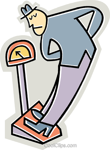 Man Standing On A Scale Royalty Free Vector Clip Art - Man Standing On A Scale Royalty Free Vector Clip Art (354x480)