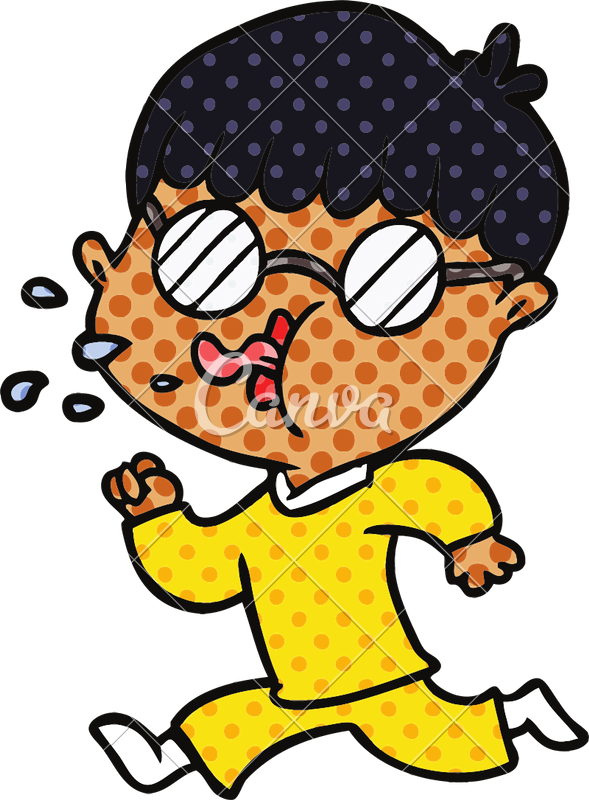 Cartoon Boy Wearing Spectacles And Running - Cartoon (589x800)