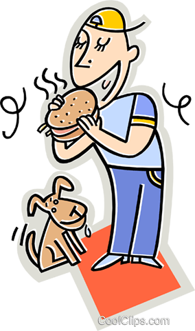 Boy Eating A Hamburger Royalty Free Vector Clip Art - Menino Comendo Hamburguer Png (284x480)