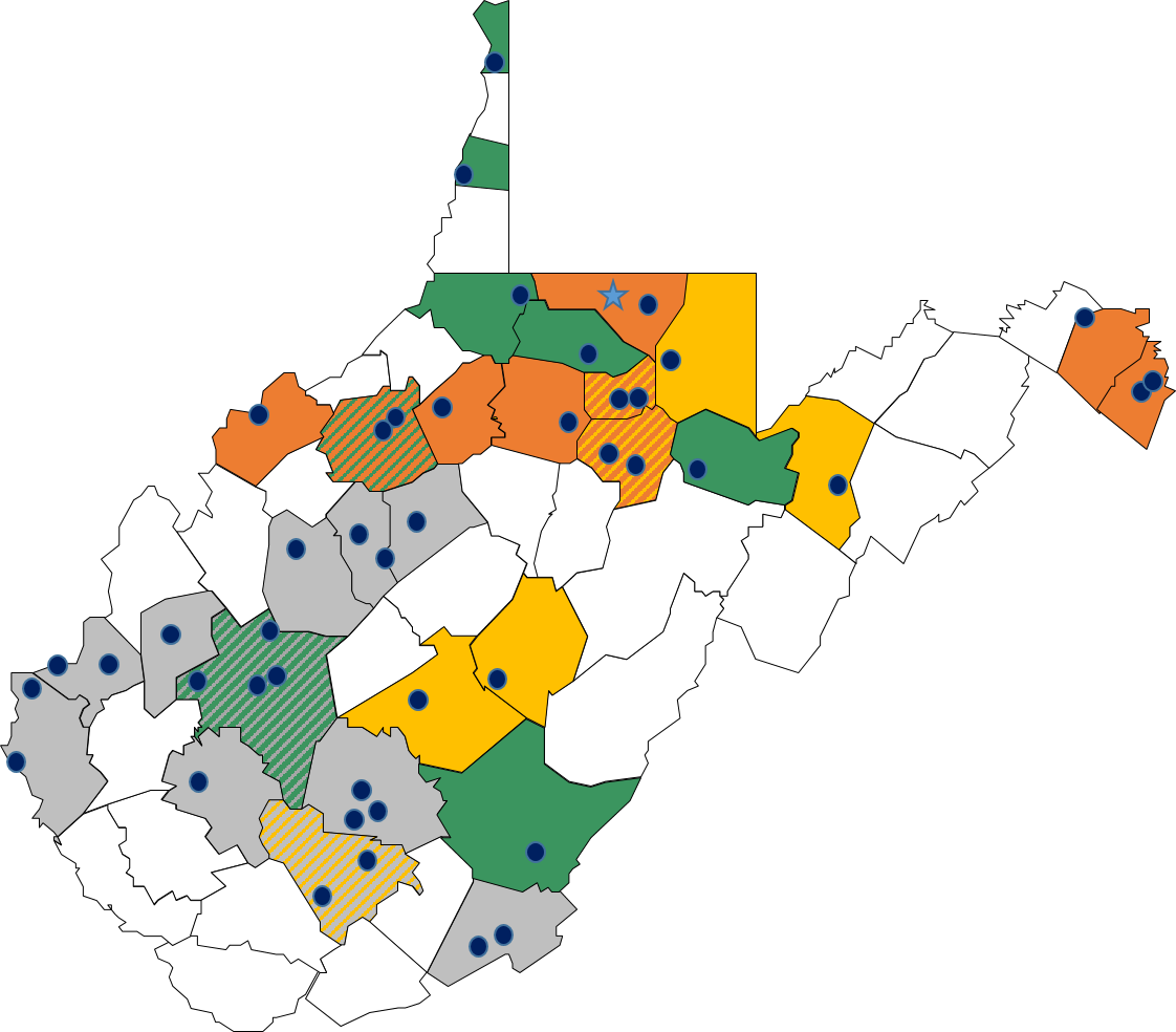 Wvu- Wv Piccs Clinics Locations Around The State Of - Map (1122x984)