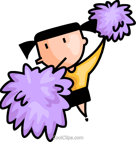 Cheerleader Royalty Free Vector Clip Art Illustration - Cheerleading Pom Poms Cartoon (458x480)