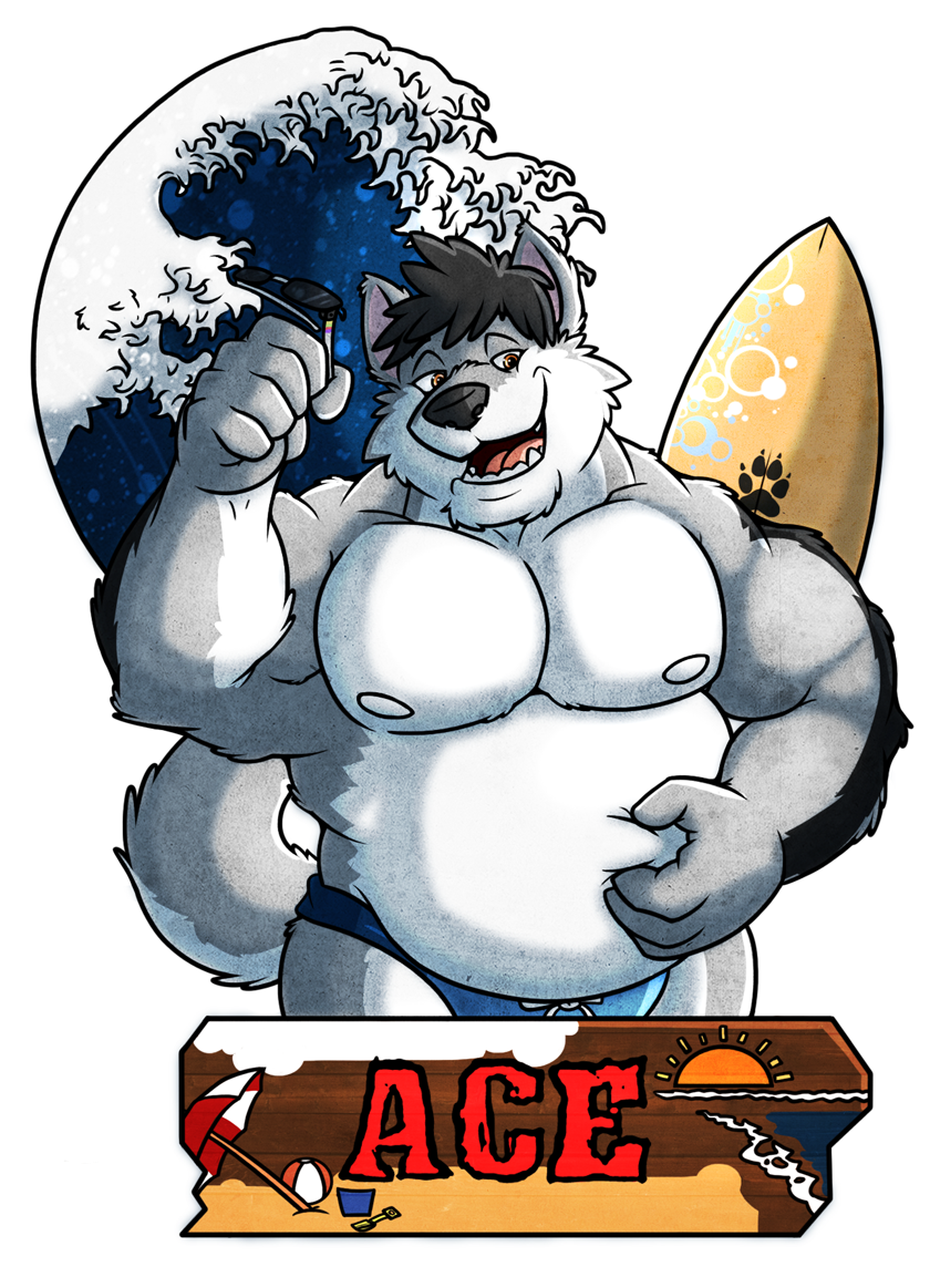 Summer Party Badge Ace - Cartoon (998x1254)