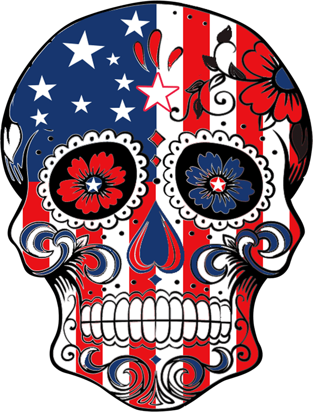Ft Sugar Skull Flag Jolly Roger Pirate Banner Death - American Flag Sugar Skull (1000x1314)