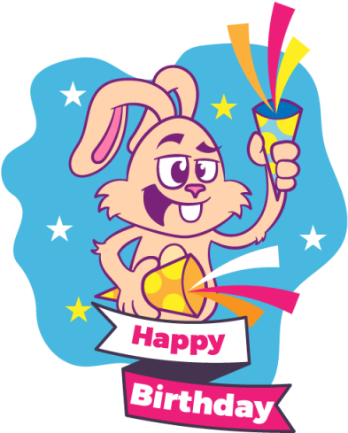 Birthday Card With Cute Rabbit, Birthday, Rabbit, Card - Illustration (640x640)