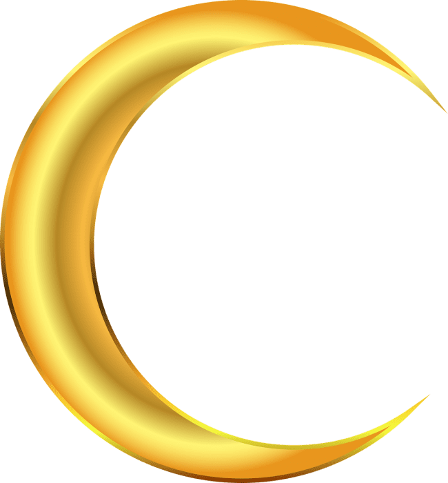 Clipart Moon Lunar - Half Moon Gold Png (650x700)