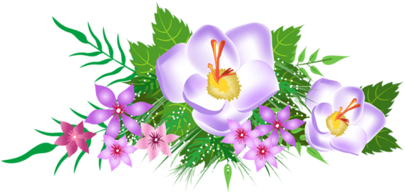 Free Png Download Flowers Decorative Element Clipart - Pretty Spring Flowers Clipart (850x413)