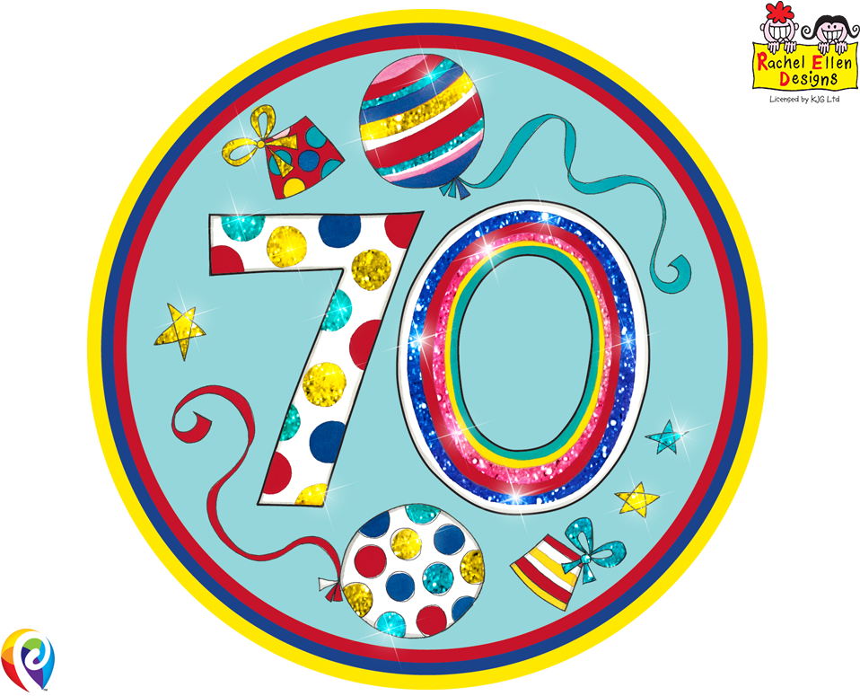 12cm Rachel Ellen Age 70/70th Birthday Multi Colour - Birthday (1000x800)