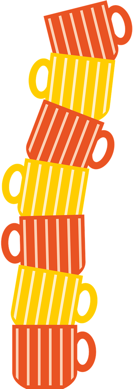 Coffee Cup Retro Stack - Pilha De Copos Png (640x1280)