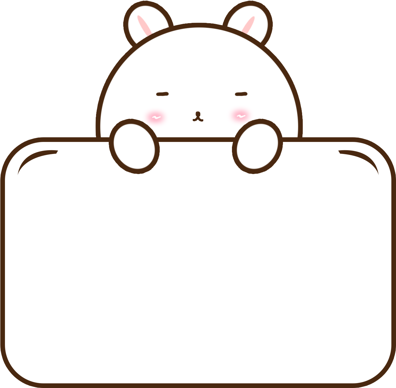 Cartoon Cute Animal White Rabbit Border Rectangle Dialog - Cartoon (2000x2000)