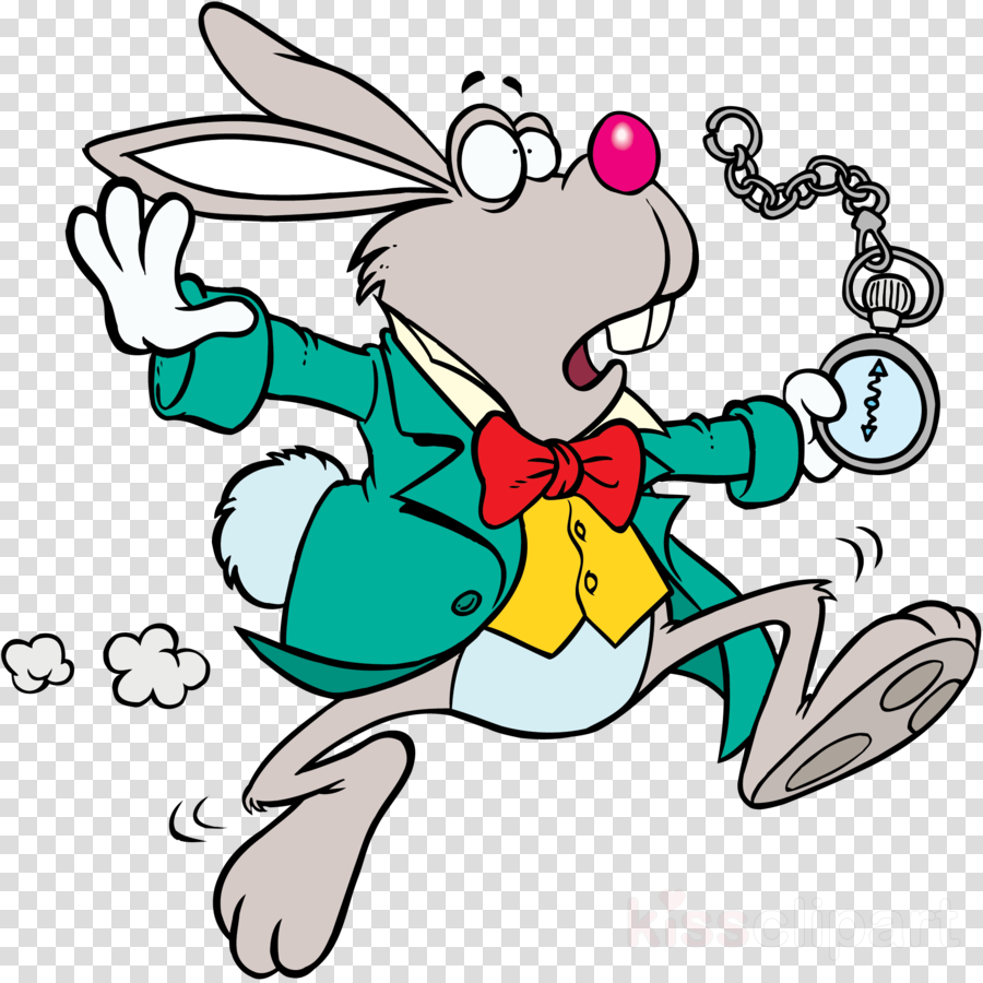Cartoon Rabbit With Watch Clipart Royalty-free White - Rabbit Looking At Watch (900x900)