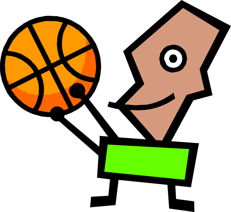Vector Illustration Of Modern Art Kid Plays Basketball - Palla Da Basket Punto Croce (763x700)