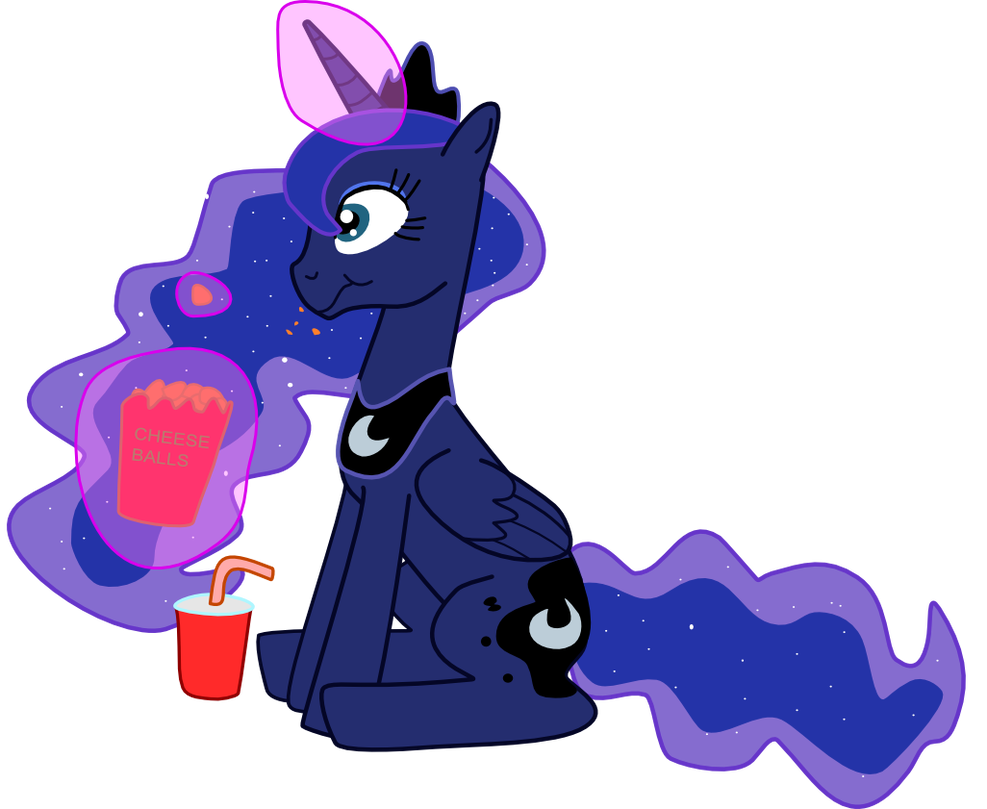 Princess Luna Sitting Down Eating And Drinking By Mighty355 - Princess Luna Sitting Down (987x809)