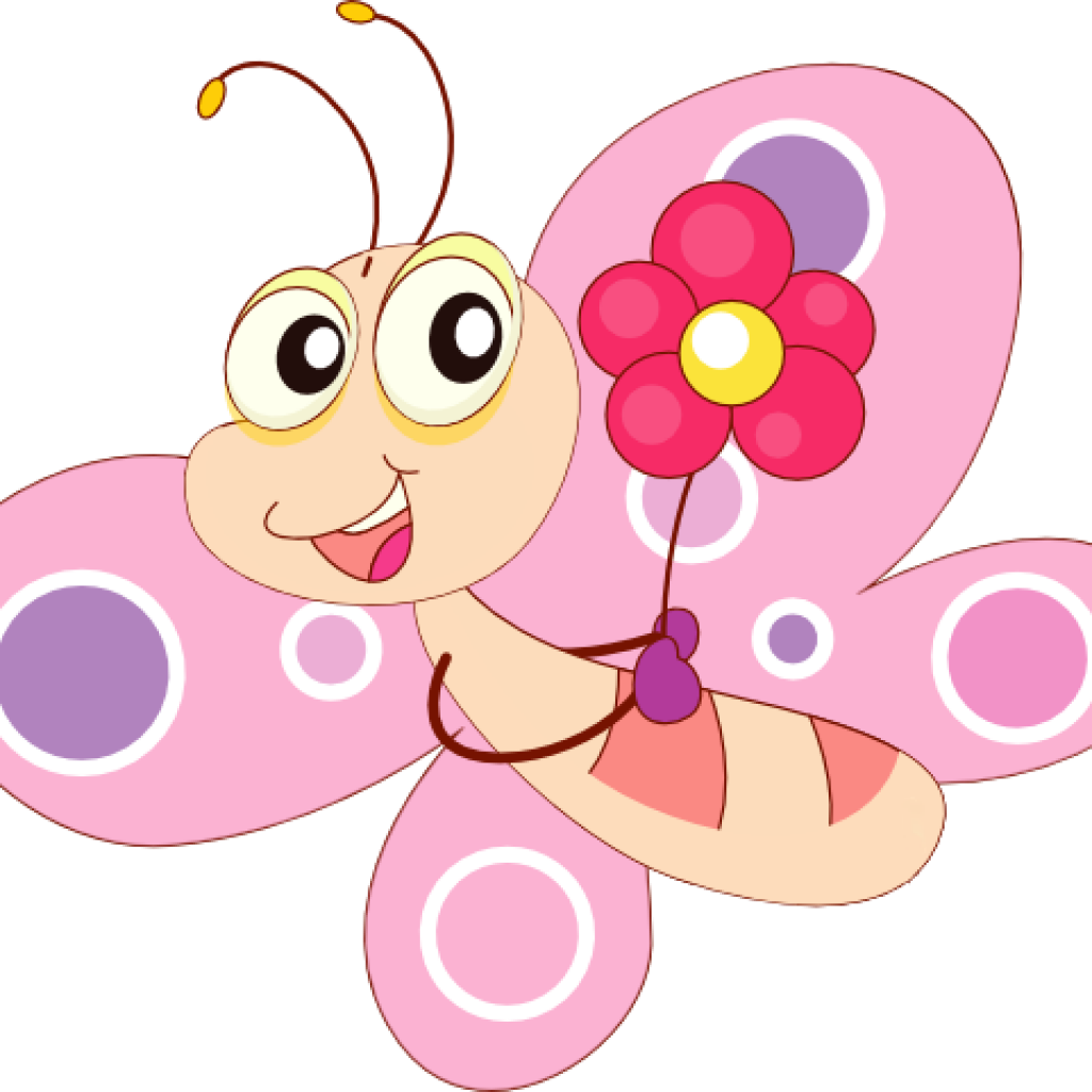 Cute Butterfly Clipart Cute Butterfly Clipart Letters - Flower And Butterflies Cartoon (1024x1024)