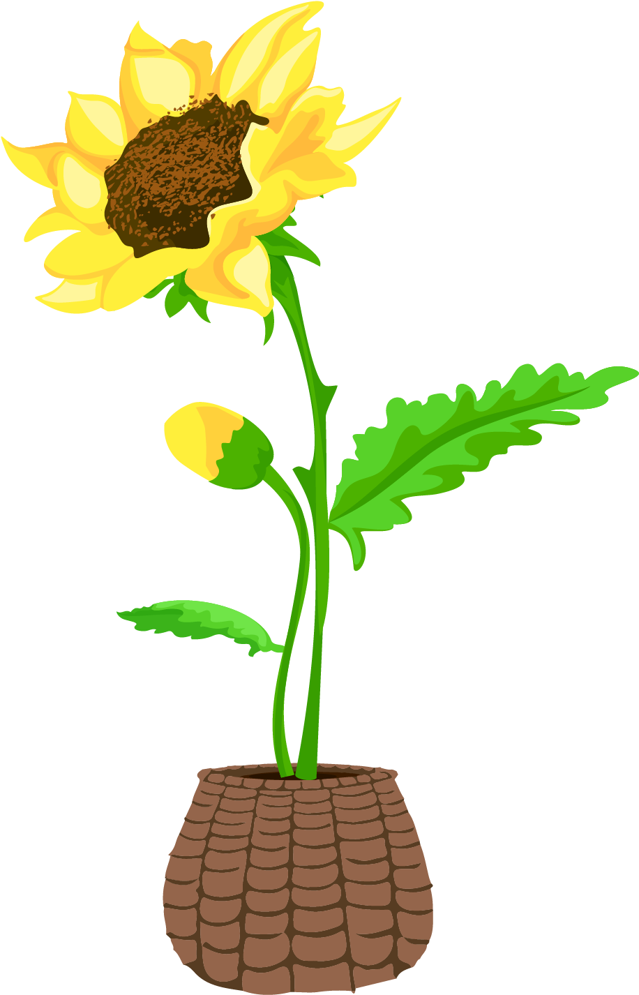 Bonsai Sunflower Flower Hand Drawn Wind Png And Vector - Sunflower (2000x2000)